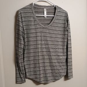 Athleta Cloud Light Stratus Black and White Striped Top